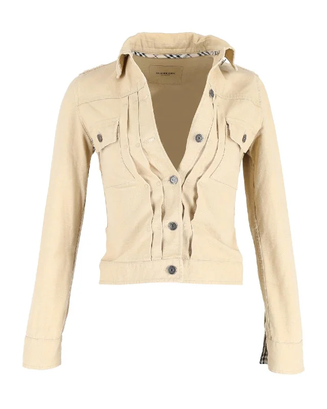 Refined Tan Cotton Denim Jacket with Impeccable Craftsmanship