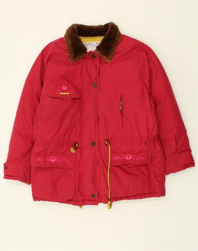 DIADORA Womens Oversized Windbreaker Jacket UK 14 Medium Red Polyester