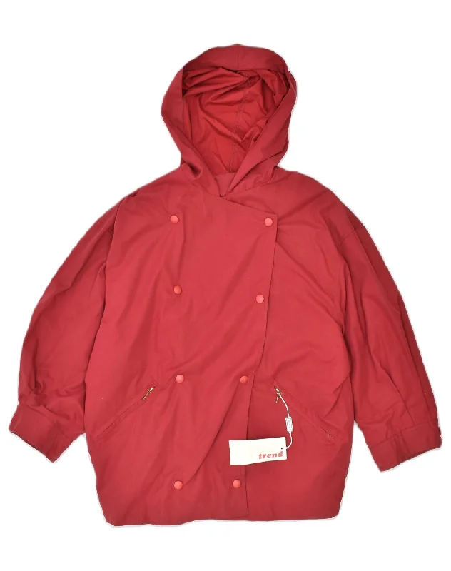 DIVA Womens Oversized Hooded Windbreaker Jacket UK 12 Medium Red Viscose