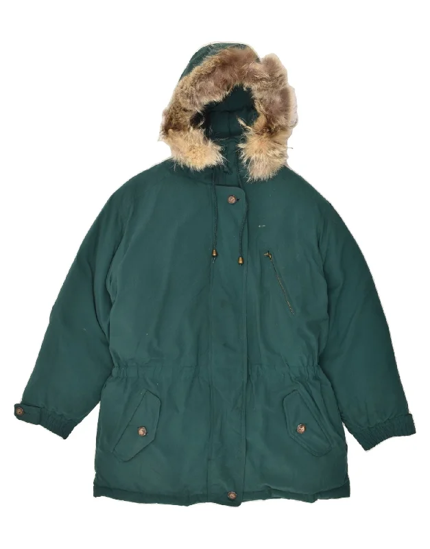 EDDIE BAUER Womens Oversized Hooded Padded Coat UK 16 Large Green