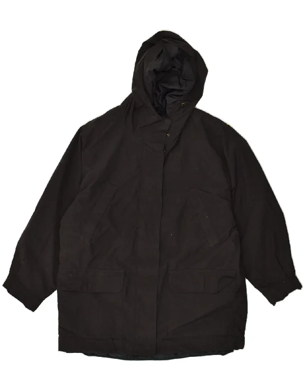 EDDIE BAUER Womens Oversized Hooded Windbreaker Coat UK 10 Small Black