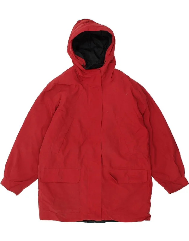 EDDIE BAUER Womens Oversized Hooded Windbreaker Jacket UK 10 Small Red