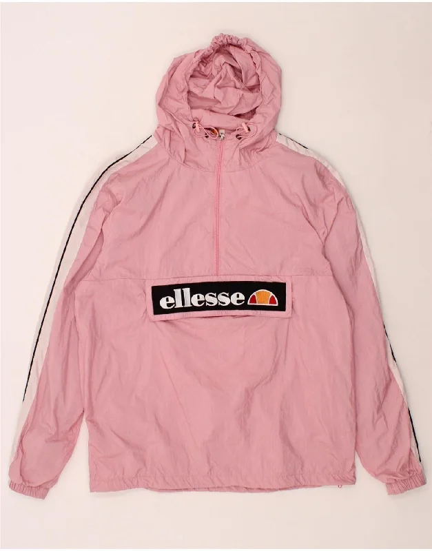 ELLESSE Womens Oversized Graphic Hooded Anorak Jacket UK 10 Small  Pink