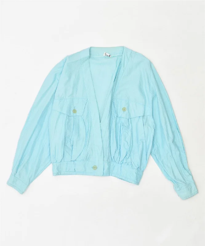 GAZZVIA Womens Oversized Bomber Jacket EU 34 XS Turquoise Cotton Vintage