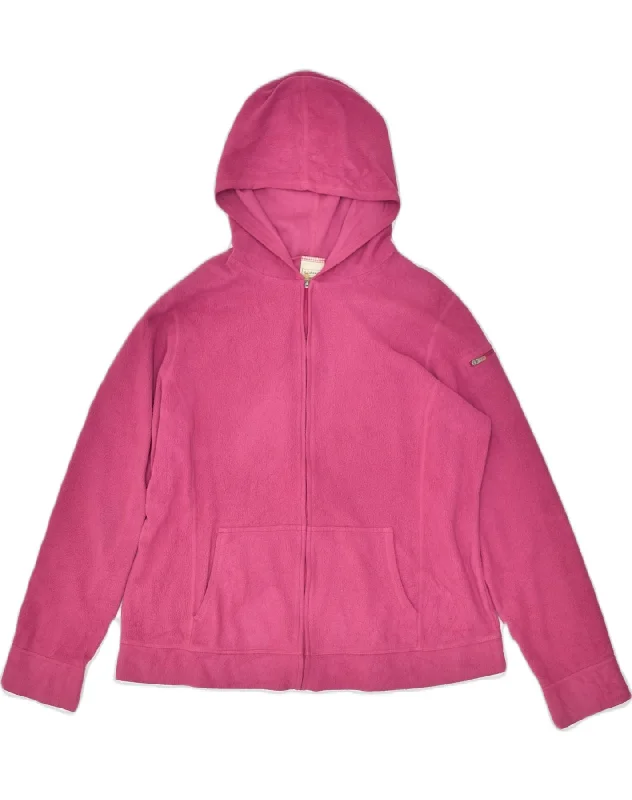 L.L.BEAN Womens Hooded Oversized Fleece Jacket UK 16 Large Pink Polyester