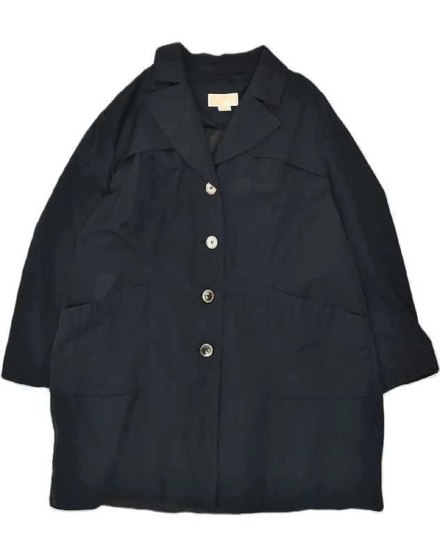 MICHAEL KORS Womens Oversized Overcoat UK 20 2XL Black Cotton