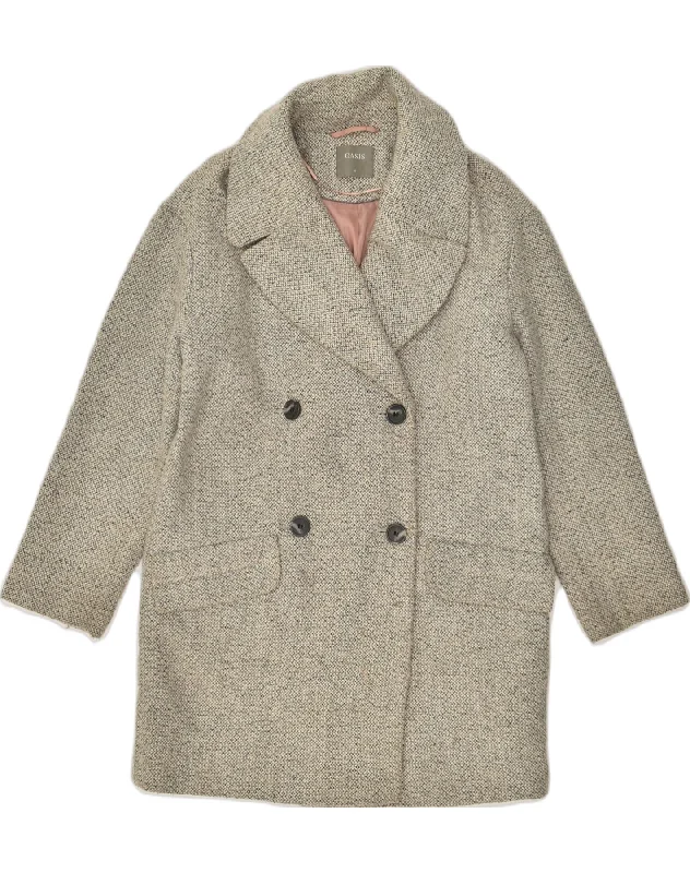 OASIS Womens Oversized Double Breasted Coat UK 6 XS Grey Flecked Polyester