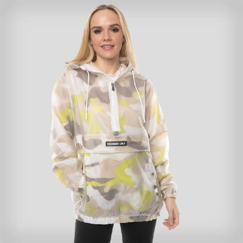 Members Only Women's Translucent Camo Print Popover Oversized Jacket