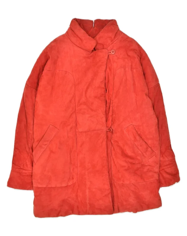 VINTAGE Womens Oversized Overcoat EU 44 XL Red Acetate