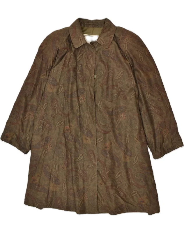 VINTAGE Womens Oversized Overcoat IT 44 Medium Brown Paisley Polyester