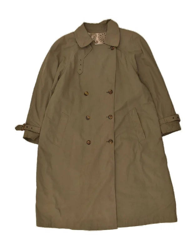 VISCONF Womens Oversized Double Breasted Coat IT 42 Medium Khaki Cotton