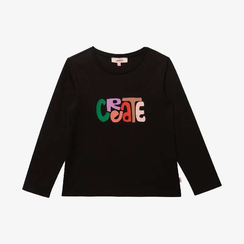 Catimini Girls' Black Long Sleeve Tee