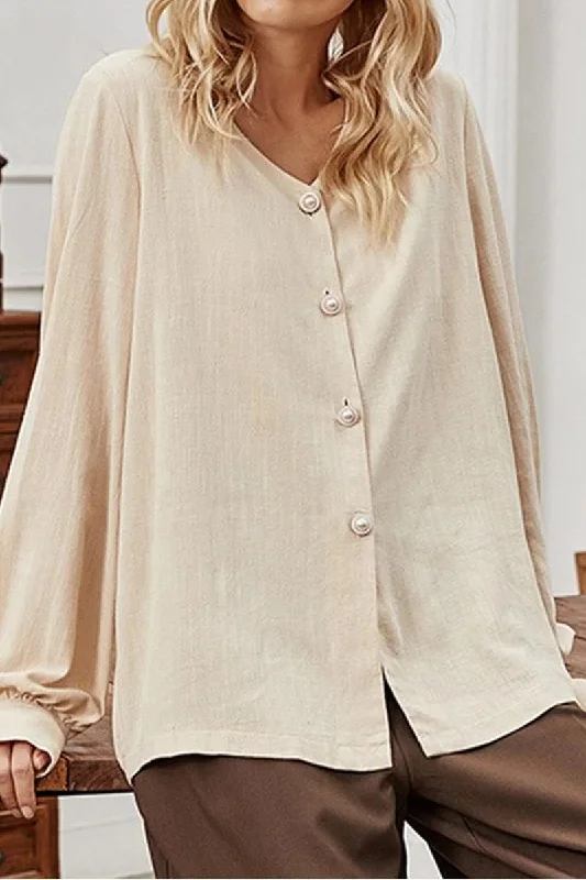 WOMEN LINEN LONG SLEEVED OVER SIZED SHIRT