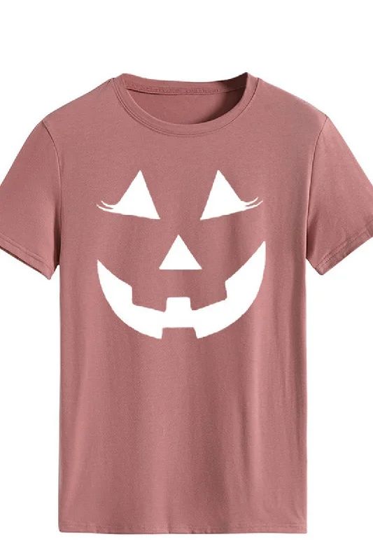 WOMEN LOOSE FIT HALLOWEEN PRINTING SHORT T SHIRT