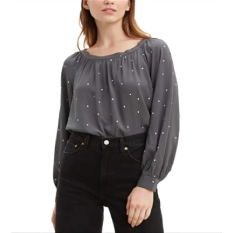 Levi's Women's Long Sleeve Polka Dot Top Black Size X-Small