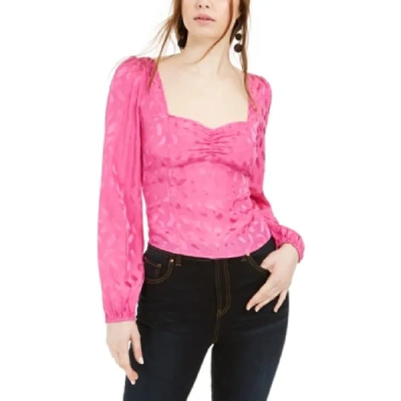 Leyden Women's Long Sleeve Sweetheart Top Pink Size Small