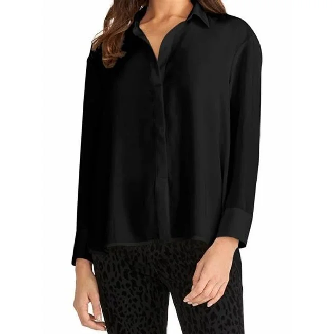 Rachel Roy Women's Najila Long Sleeve Woven Top Black Size X-Large