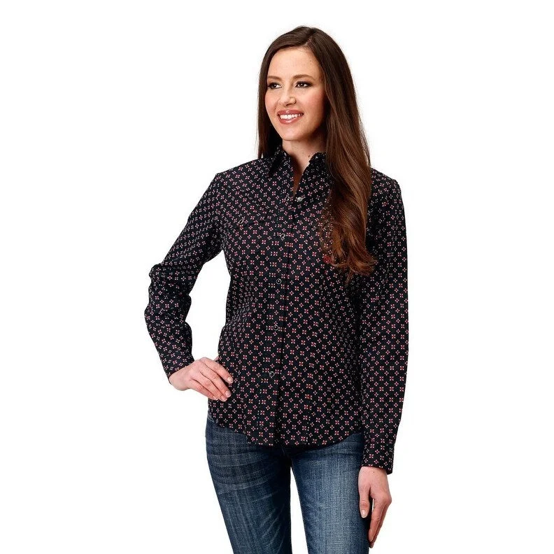 Roper Western Shirt Womens Allover Print L/S Black 03-050-0225-1007 BL