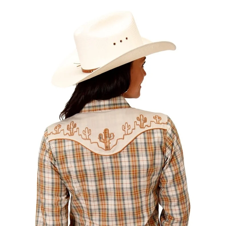 Roper Western Shirt Womens L/S Plaid Snap Brown 01-050-0024-0582 BR