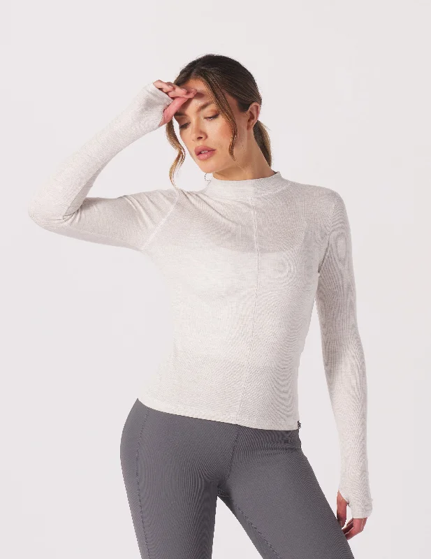 Ruby Mock Neck Long Sleeve: Oatmilk