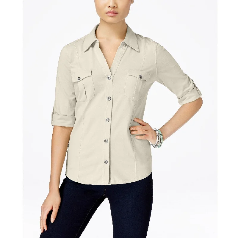 Style & Co Women's Utility Shirt Stonewall Size Small - Grey