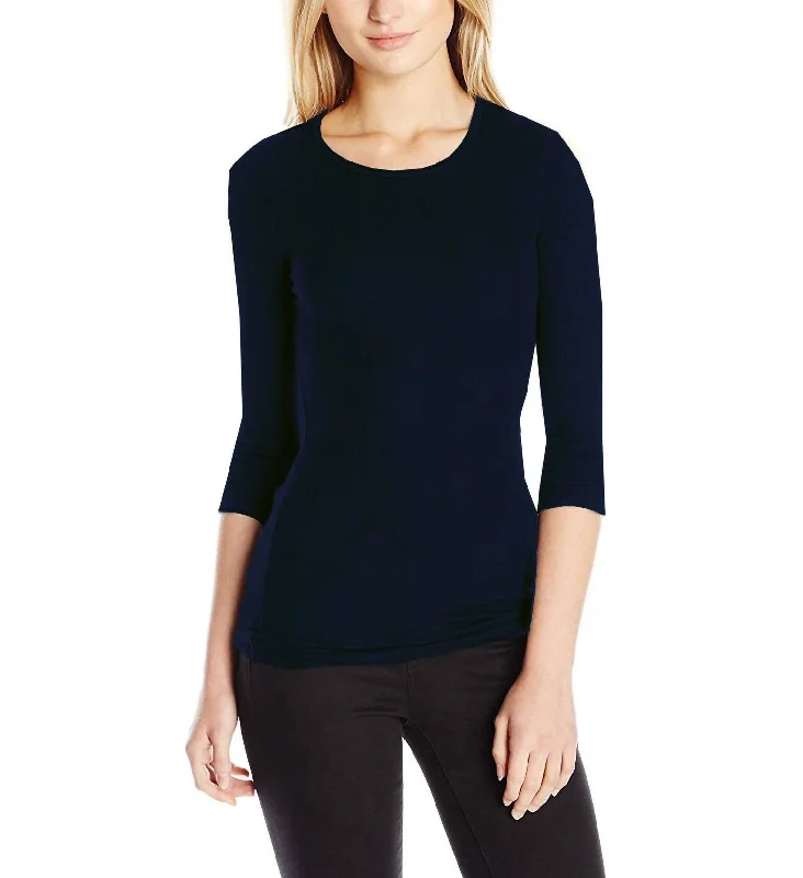 Women's Long Sleeve Crew Neck Tee In Thunder