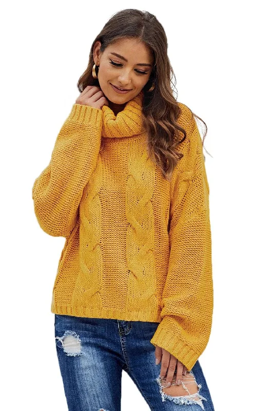 Oversized Cable Knit Jumper in Mustard