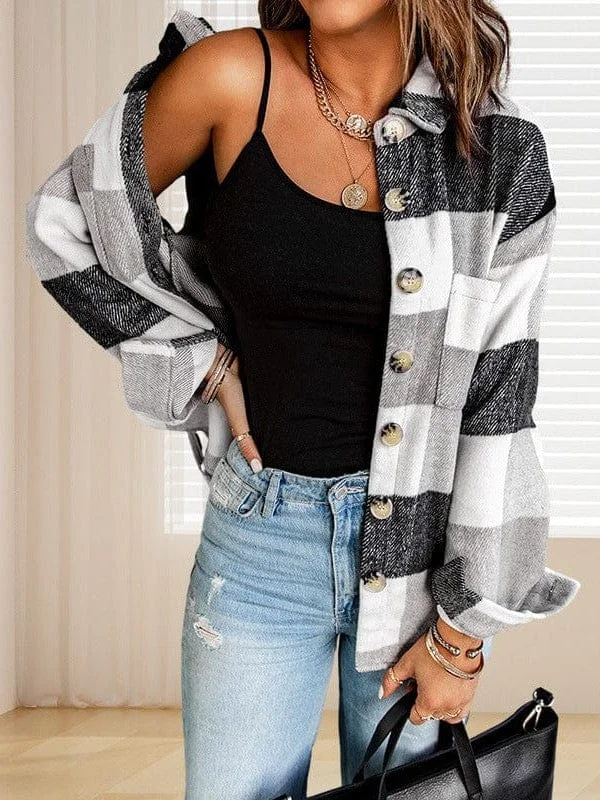 Plus Size Oversized Plaid Shirt